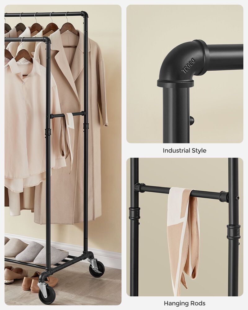 39.4 Inch Garment Rack with Shelf for Clothes Storage Organizer image number 3