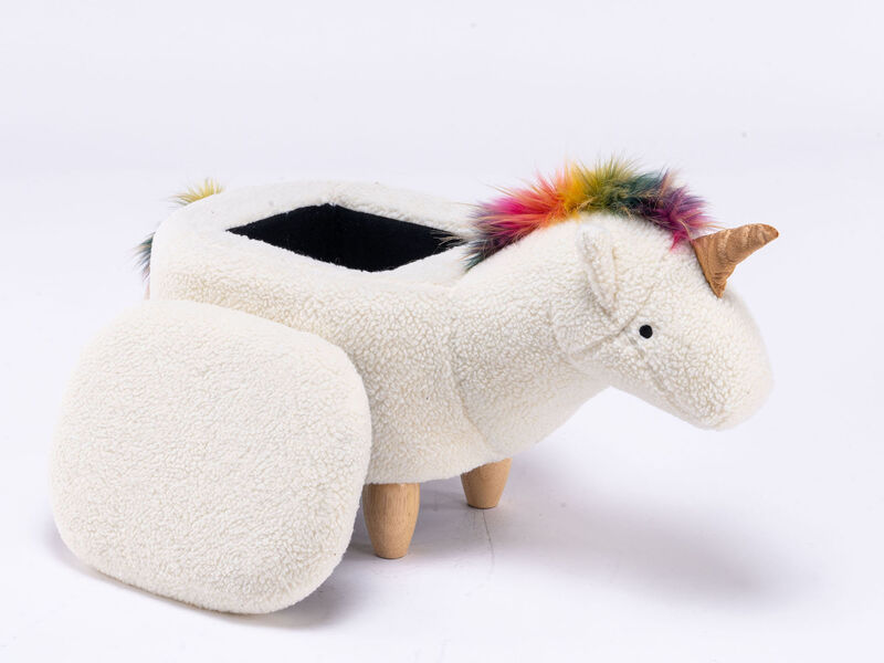 Multicolored Unicorn Storage Ottoman