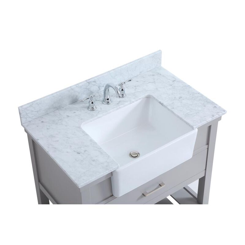 Elegant Kitchen and Bath 36 inch Single bathroom vanity in grey with backsplash