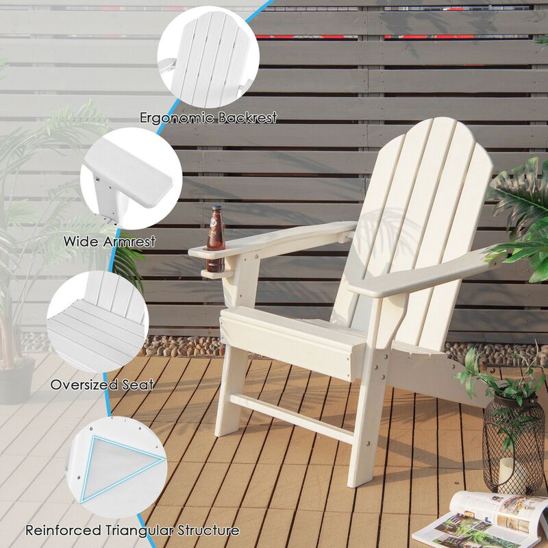 Outdoor Adirondack Chair with Built-in Cup Holder for Backyard Porch image number 5