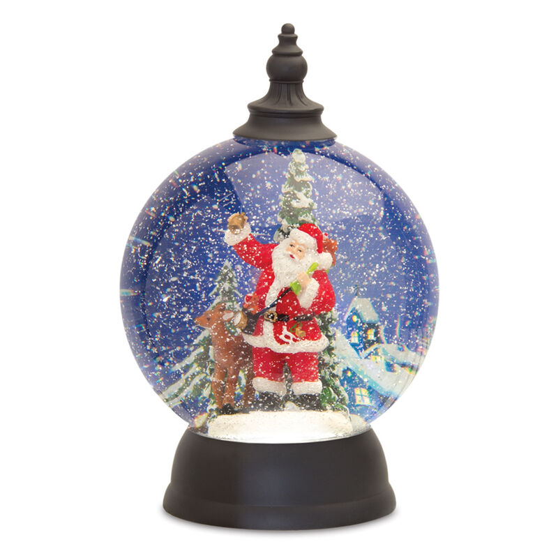 Santa in Sleigh Snow Globe Acrylic 6 Hr Timer 3 AA Batteries, Not Included