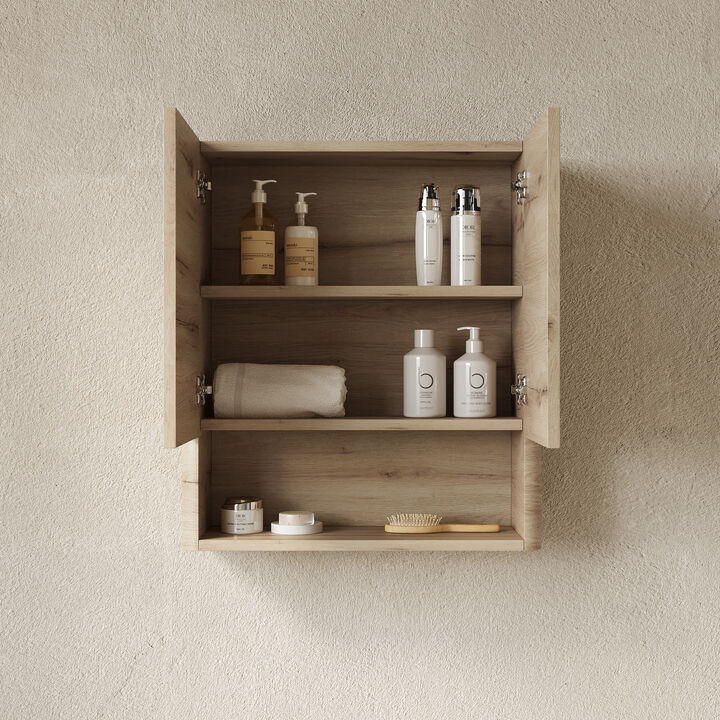 ELEMENT ACE Wall-Mounted Bathroom Storage Cabinet with Doors and Open Shelf - Over The Toilet Organization Solution