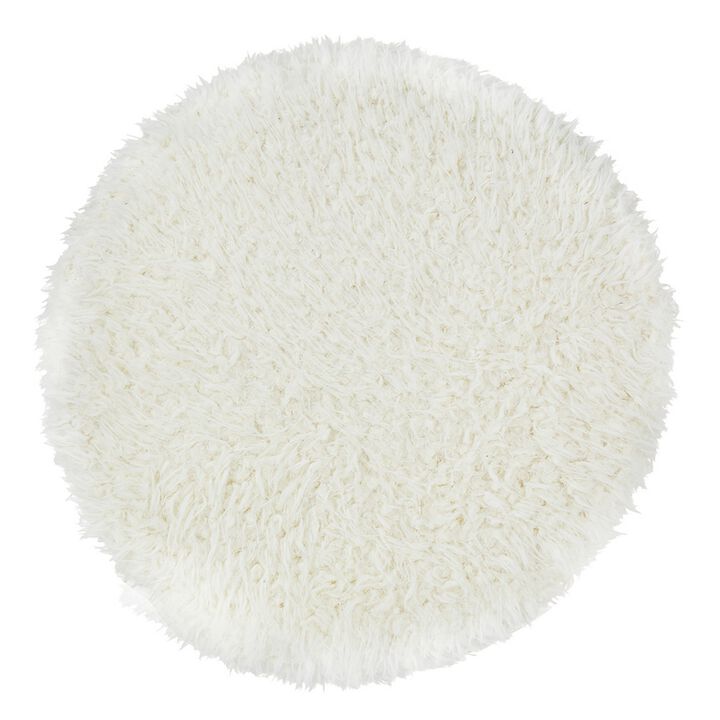 20 Inch Ottoman, Foam Filled, Shearling Fabric, Wood Frame, White, Brown - Benzara