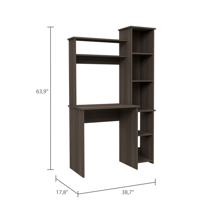 Streamdale Versailles Desk with Shelves and Cubbies - Smokey Oak