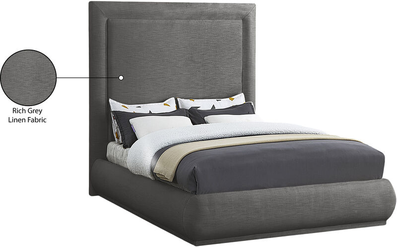 Meridian Furniture Brooke Grey Linen Textured Fabric King Bed image number 8