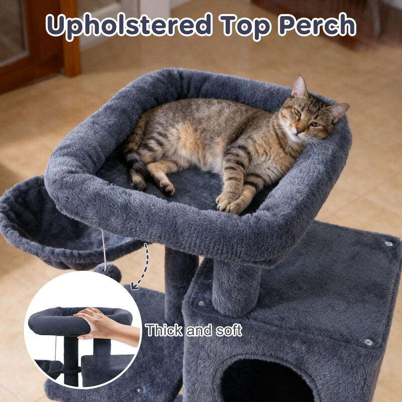 33.5" Cat Tower with 2-Tier Condo and Comfortable Padded Top Perch image number 6