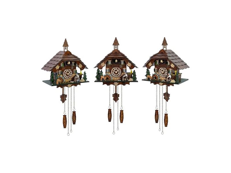 Cuckoo Melodies Volume Control Night Mode Wall Clock 23 Inch Wood Black Rustic image number 2