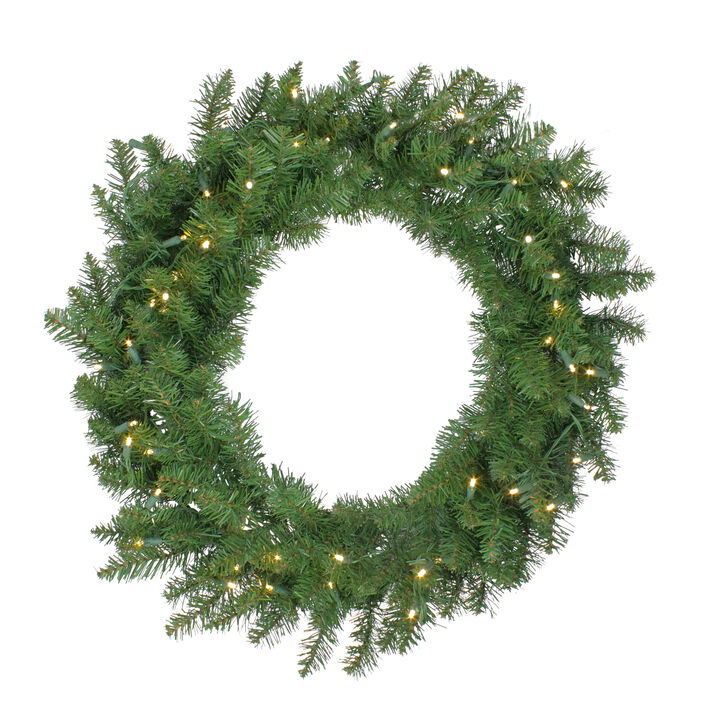 Pre-Lit Buffalo Fir Artificial Christmas Wreath - 30-Inch  Warm White LED Lights
