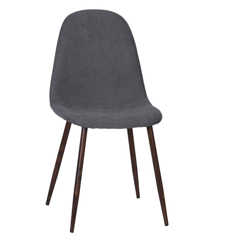 HomeRoots Set of Four Gray and Brown Fabric and Steel Dining Side Chairs