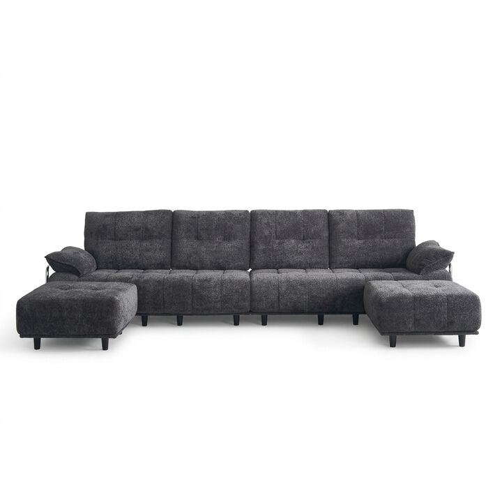 Vindhu 141.73'' Chenille Upholstery Material Modular Sofa