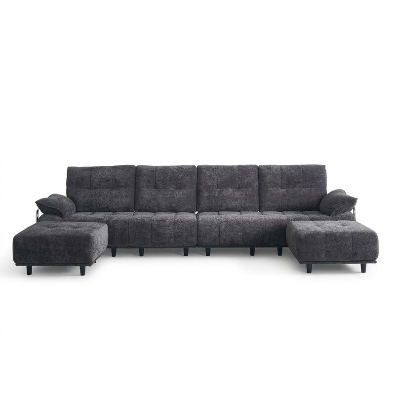 Vindhu 141.73'' Chenille Upholstery Material Modular Sofa image number 0