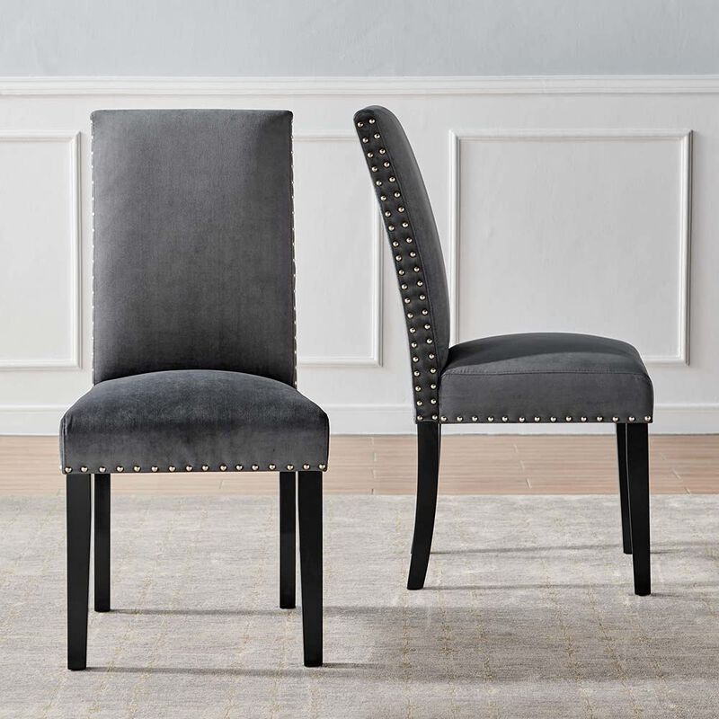 Modway EEI-3779-CHA Parcel Performance Velvet Dining Side Chairs - Set of 2, Charcoal image number 1