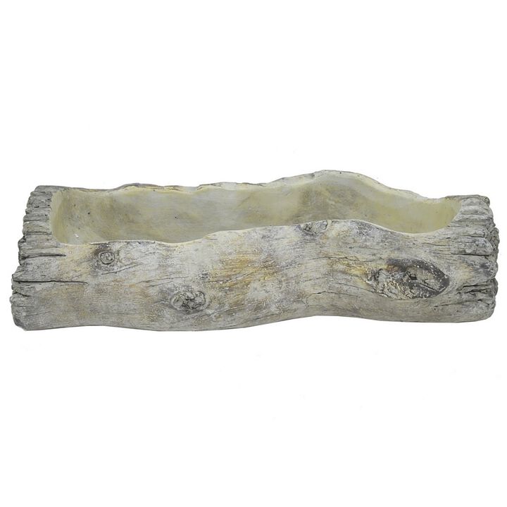 Decorative Faux Log Planter, Driftwood Style Terracotta, 13 Inch Gray