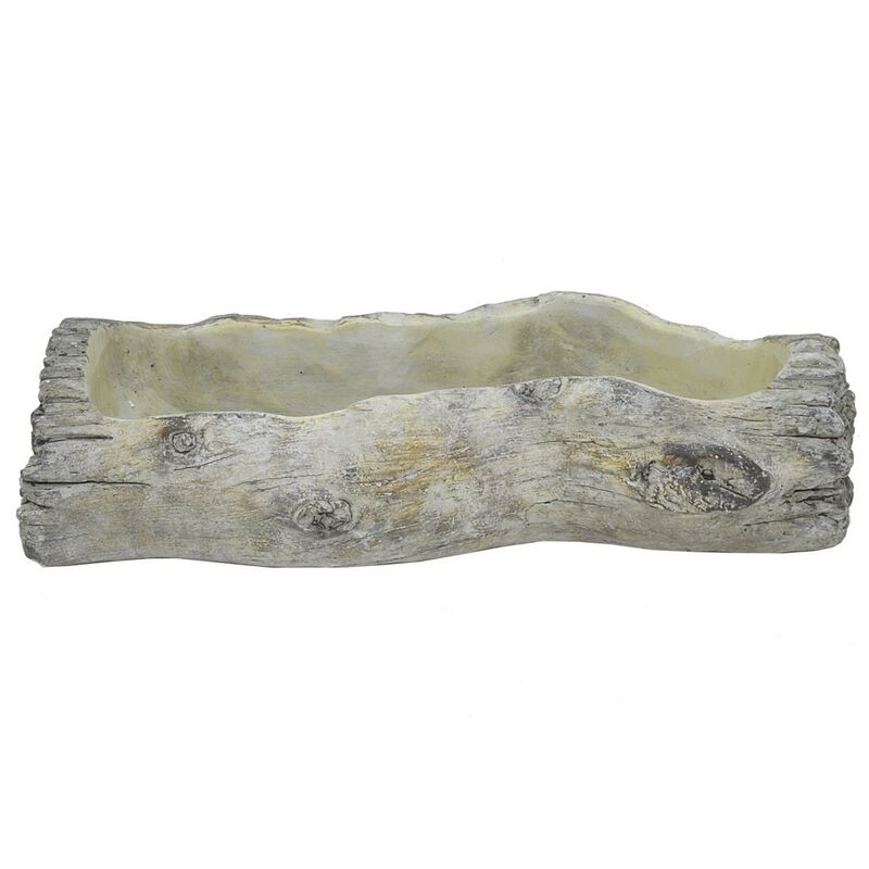 Decorative Faux Log Planter, Driftwood Style Terracotta, 13 Inch Gray image number 0