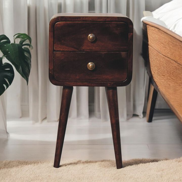 Artisan Furniture Solid Wood Mini California Walnut Curved Bedside