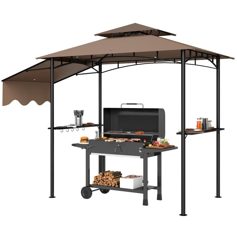 Hivvago 8x5 BBQ Gazebo with Shelves and Hooks image number 0