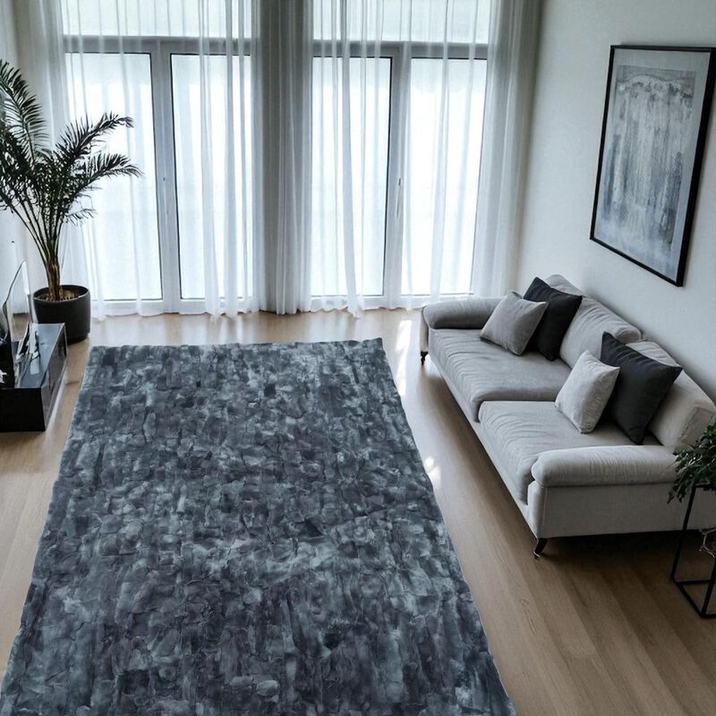 Gray Rex Rabbit Fur Rug, Real Rabbit Hair Carpet, Handmade Shaggy Area Rug, Soft Fluffy Rug for Living Room, Custom Size Available image number 5