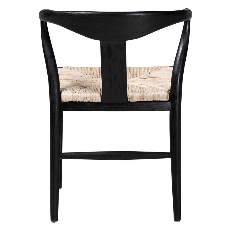 bali & pari Fika Wishbone Dining Chair with Handwoven Seagrass Seat - Mahogany Wood Frame Armchair for Modern Coastal Dining Rooms, Black image number 3