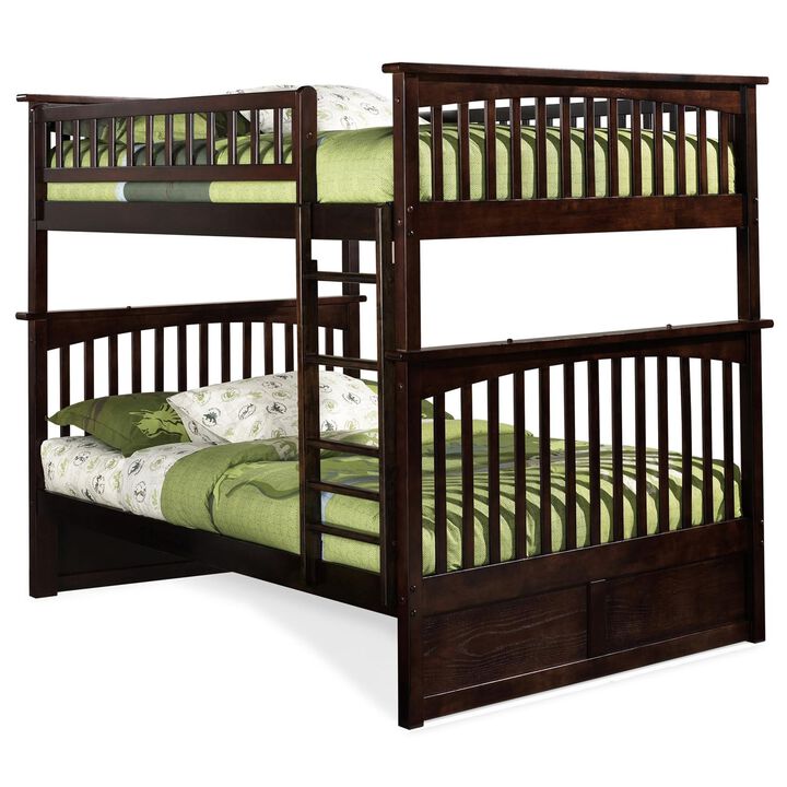 Atlantic FurnitureAFI, Columbia Ladder Bunk Bed, Full Over Full with Attachable USB Charger in Walnut