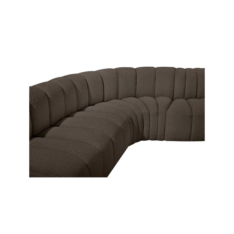 Meridian Furniture Arc Brown Boucle Fabric Modular Sofa