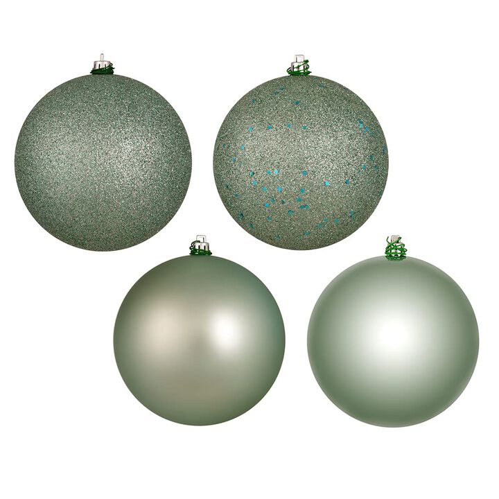 Vickerman 666593-4.8" Gray Mint 4 Finish Ball Christmas Tree Ornament (4 Pack) (N591240A)