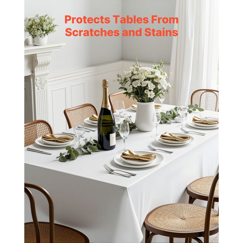 6 Pack Tablecloths for Rectangle Tables, Durable Washable Fabric Covers for Dining Events-White image number 7