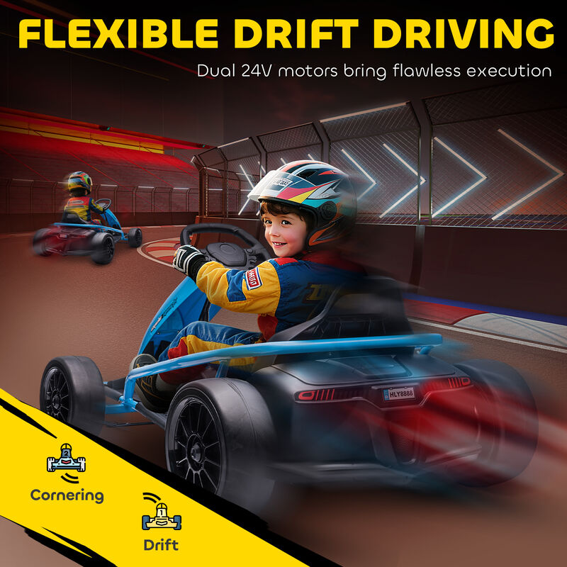 BreeBe 24V Electric Go Kart for Kids, Drift Ride-On Racing Go Kart with 2 Speeds image number 4