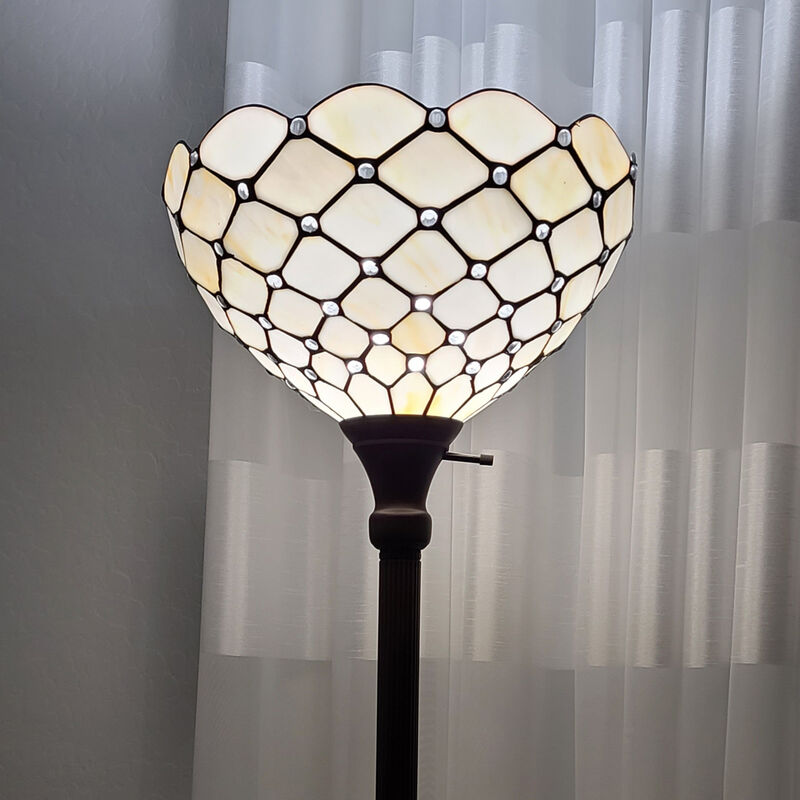 Hivvago 62" Brown And White Floor Lamp With White Glass Bowl Shade