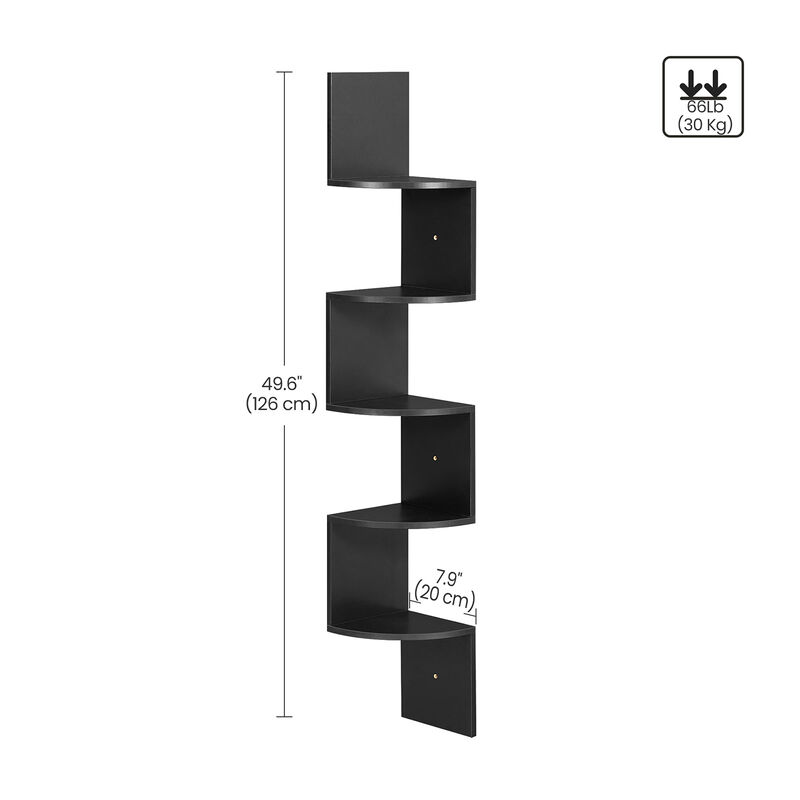 5-Tier Wall Mounted Corner Shelf for Space-Saving Storage and Display