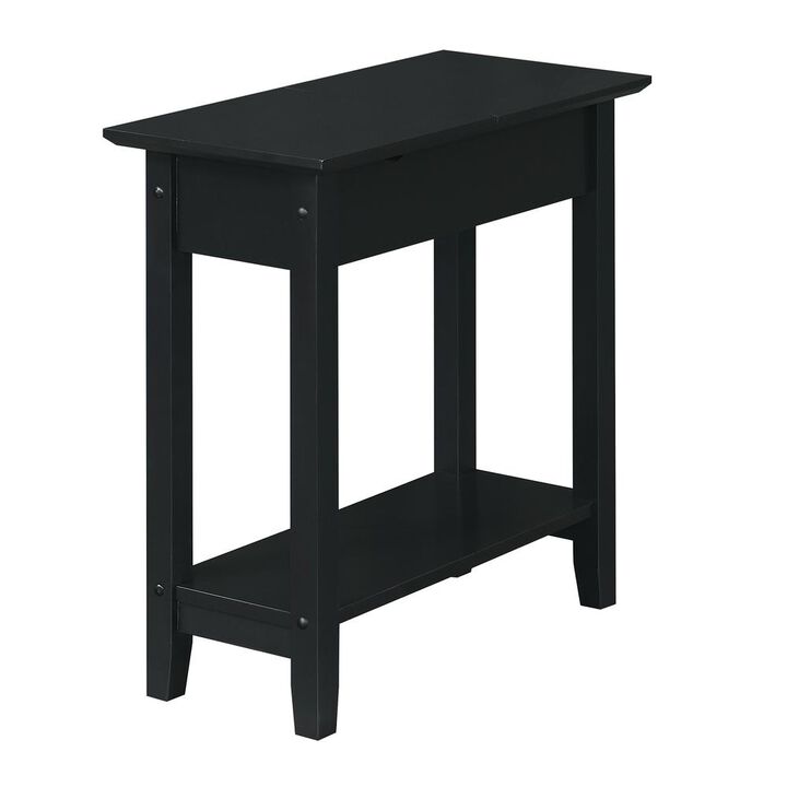Convenience Concepts American Heritage Flip Top End Table With Charging Station, Black