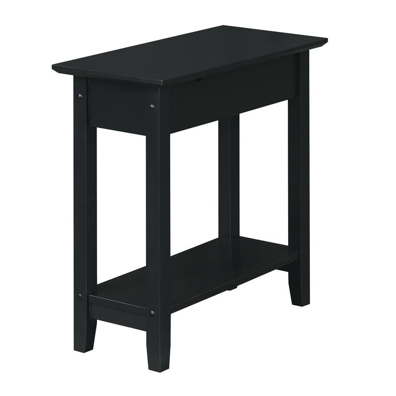 Convenience Concepts American Heritage Flip Top End Table With Charging Station, Black