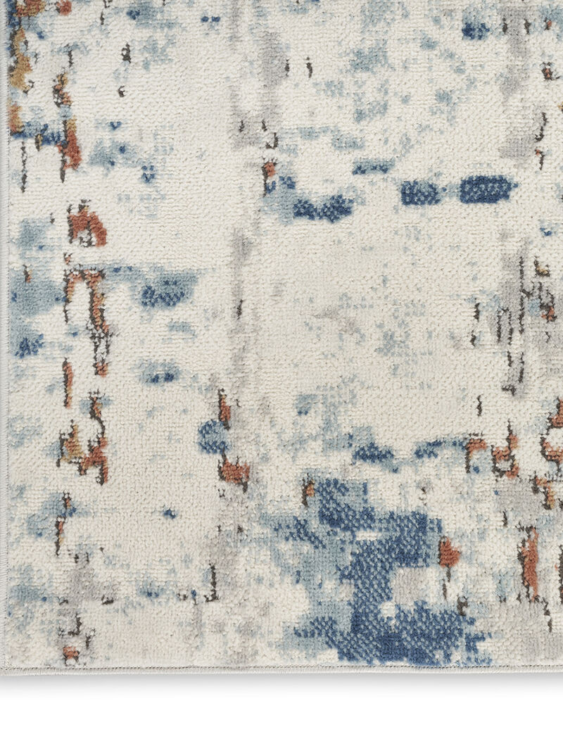 Quarry QUA01 Biege/Blue/Rust 2'2" x 7'6" Rug image number 3