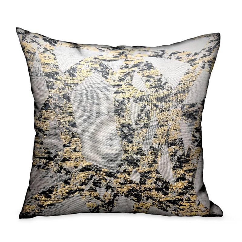 Plutus Brands Craven Dust Gold, Gray Abstract Luxury Throw Pillow image number 0