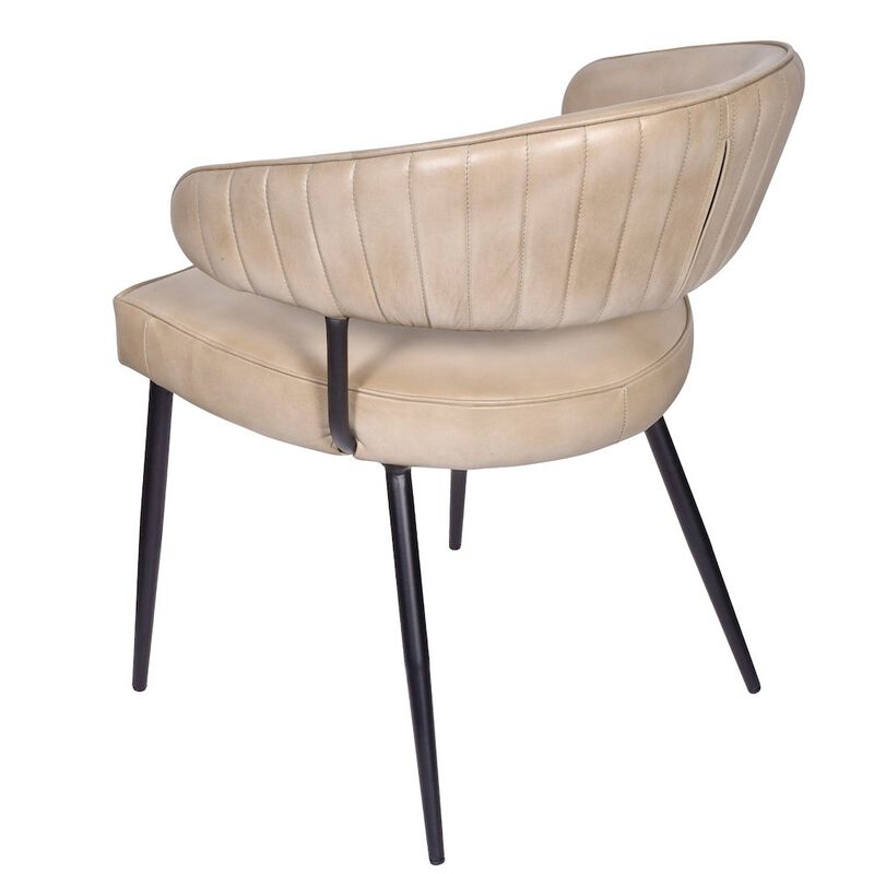 Barrett Genuine Leather Side Chair in Stone 2-Piece Set