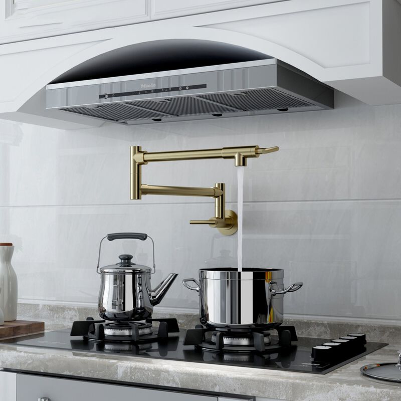 Mondawe Pot Filler Tap Foldable Kitchen Faucet Single Cold Sink Tap Rotate Folding Spout Brass Wall Mounted