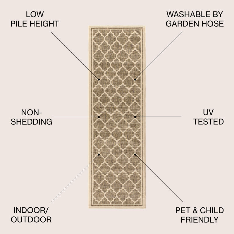 Trebol Moroccan Trellis Textured Weave Indoor/Outdoor Area Rug