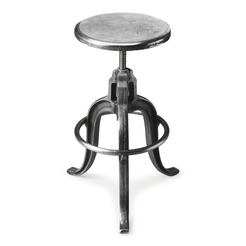 Butler Specialty Parnell Adjustable Swivel Iron 22 Bar Stool, Silver