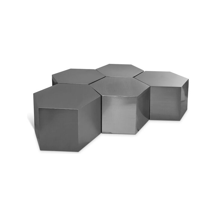 Meridian Furniture Hexagon Brushed Chrome Coffee Table