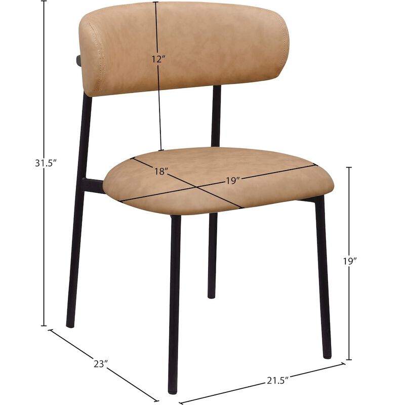 Meridian Furniture Lupita Tan Vegan Leather Dining Chair, Set of 2