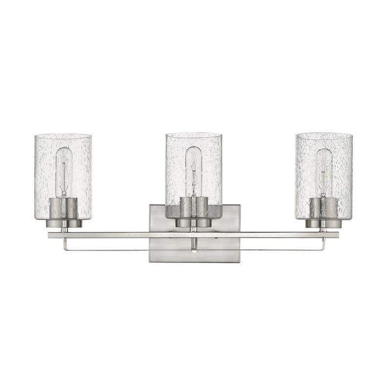 Hivvago Silver Metal and Textured Glass Three Light Wall Sconce