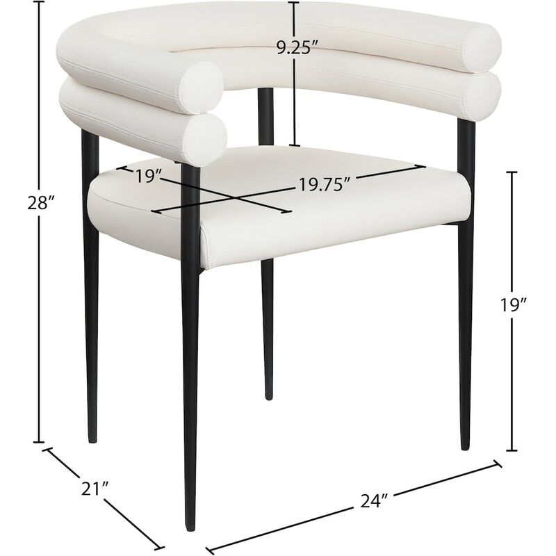 Meridian Furniture Lavina Cream Vegan Leather Dining Chair, Set of 2