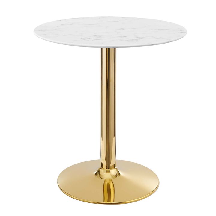 Modway - Verne 28" Artificial Marble Dining Table Gold White