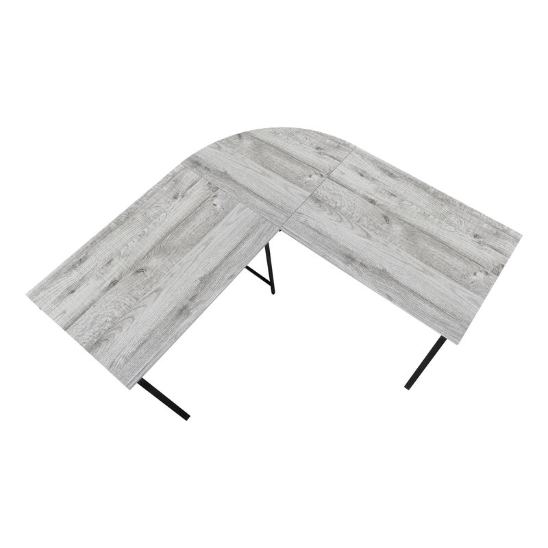 Monarch Specialties I 7196 Computer Desk, Home Office, Corner, 55"L, L Shape, Work, Laptop, Metal, Laminate, Grey, Black, Contemporary, Modern