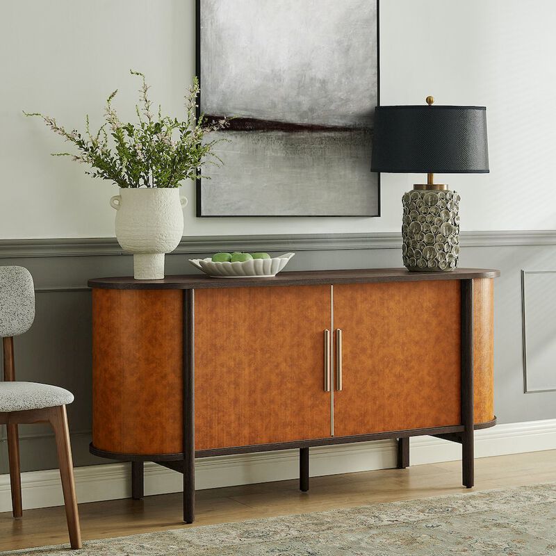 Coralie 63" Oval Leather Sideboard image number 9
