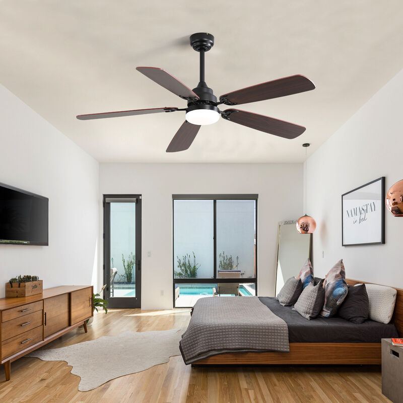 52 Inch Classics Ceiling Fan with Led Light 6 Speed Wind 5 Blades Remote Control DC Motor For Indoor image number 7