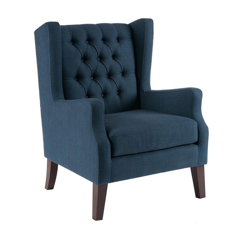 Gracie Mills Harrington Button Tufted Linen Wing Chair image number 1