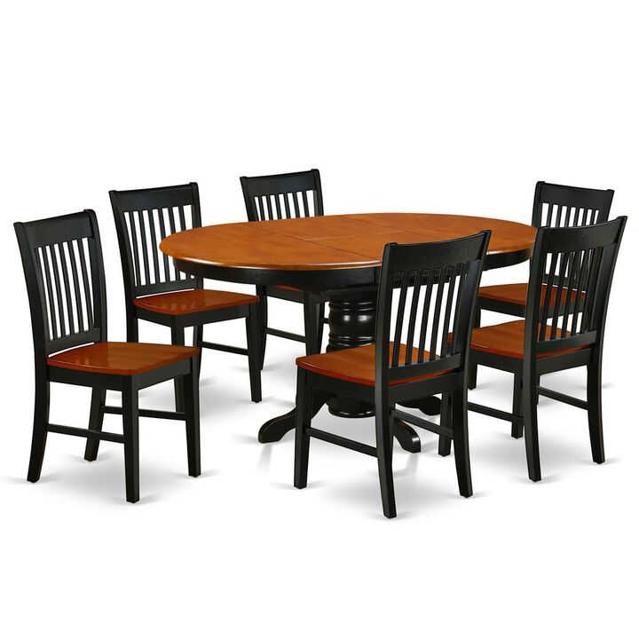 East West Furniture Dining Room Set Black & Cherry, KENO7-BCH-W