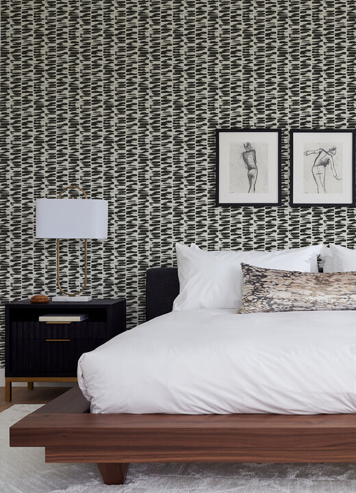 Myrtle Black Abstract Stripe Wallpaper