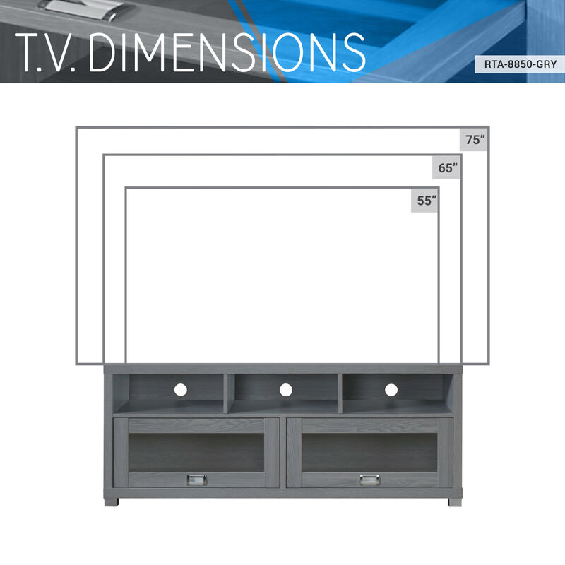Streamdale Durbin TV Stand For TVs Up To 75In, Grey image number 4