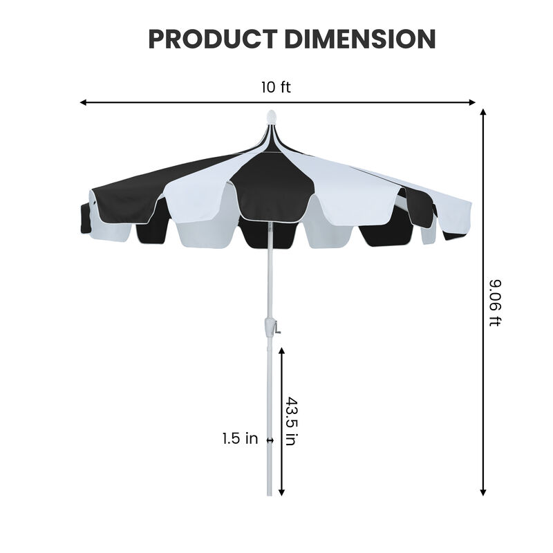 Mondawe 10 ft. Pagoda Patio Umbrella with Crank Lift & Tilt Adjustable in Black image number 4